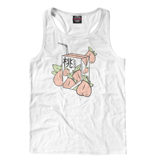Мужская майка-борцовка с изображением Japanese peach juice цвета Белый
