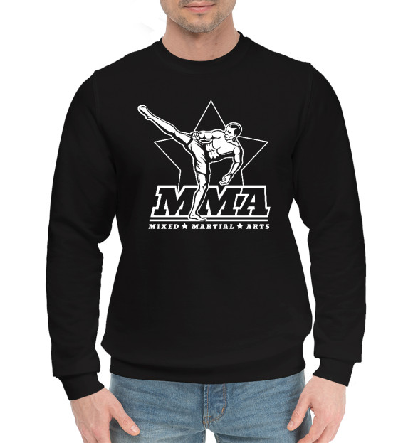 Мужской хлопковый свитшот с изображением Mixed Martial Arts цвета Черный