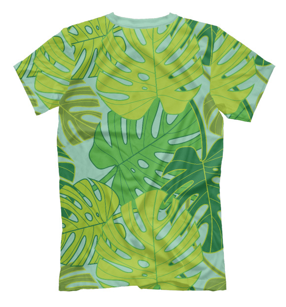 Мужская футболка с изображением Большие зеленые резные листья цвета Белый