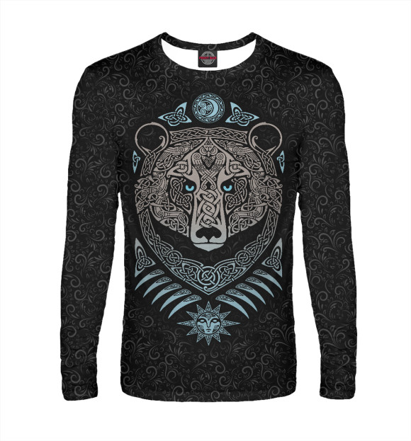 Мужской лонгслив с изображением Русский Дух цвета Белый