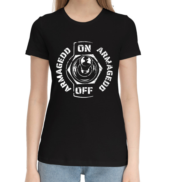 Женская хлопковая футболка с изображением Армагеддон цвета Черный