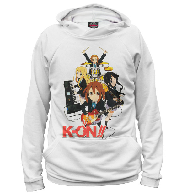 Мужское худи с изображением K-On! цвета Белый