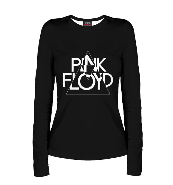 Женский лонгслив с изображением Pink Floyd белый логотип цвета Белый
