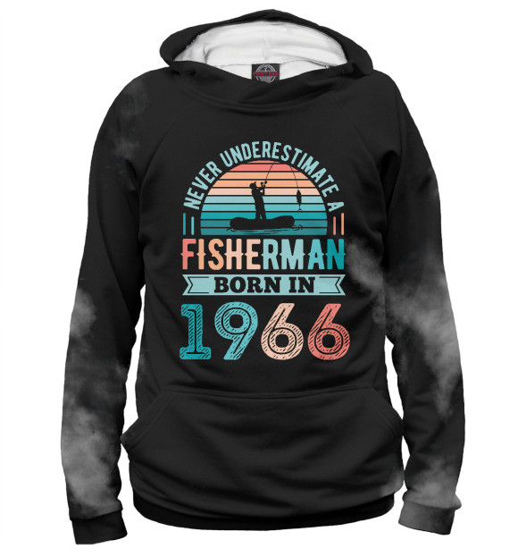 Женское худи с изображением Fisherman born 1966 цвета Белый
