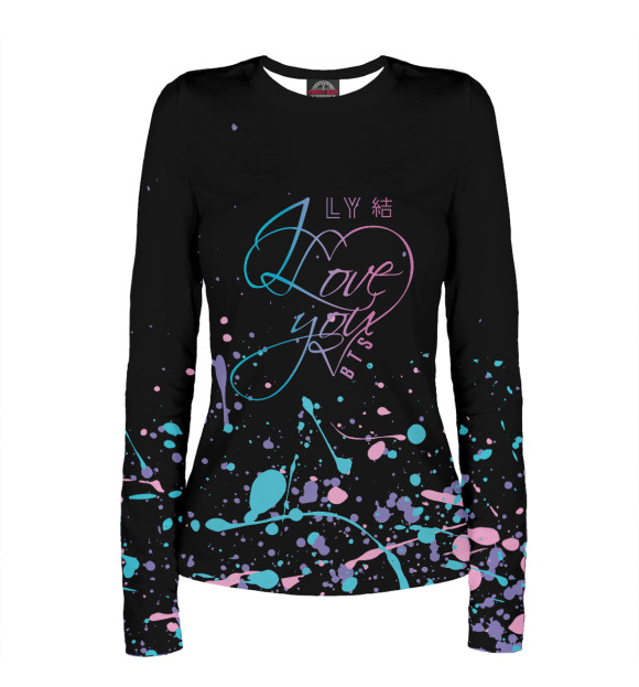 Женский лонгслив с изображением BTS цвета Белый