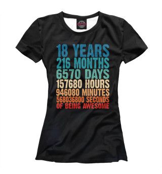 Женская футболка 18 Years Of Being Awesome