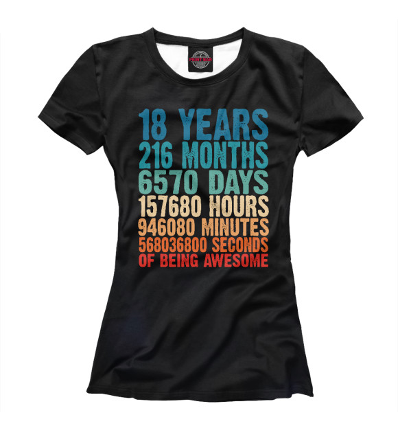 Футболка для девочек с изображением 18 Years Of Being Awesome цвета Белый