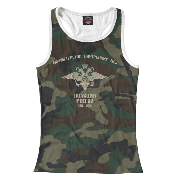 Женская майка-борцовка с изображением Полиция цвета Белый