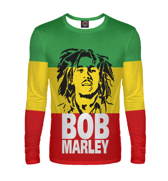 Мужской лонгслив с изображением Bob Marley цвета Белый