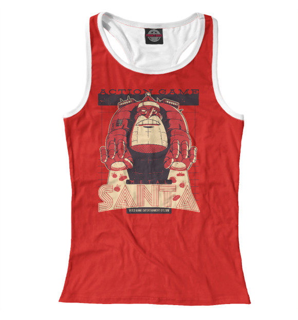 Женская майка-борцовка с изображением Metal Santa цвета Белый