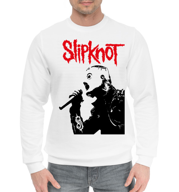 Мужской хлопковый свитшот с изображением Slipknot цвета Белый