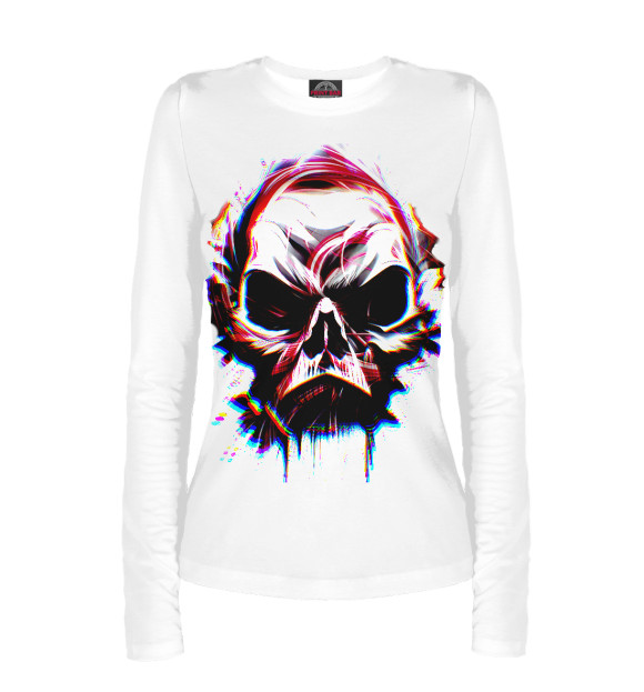 Женский лонгслив с изображением Skull art цвета Белый