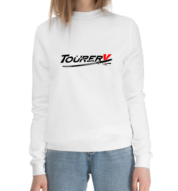 Женский хлопковый свитшот с изображением Tourer V цвета Белый