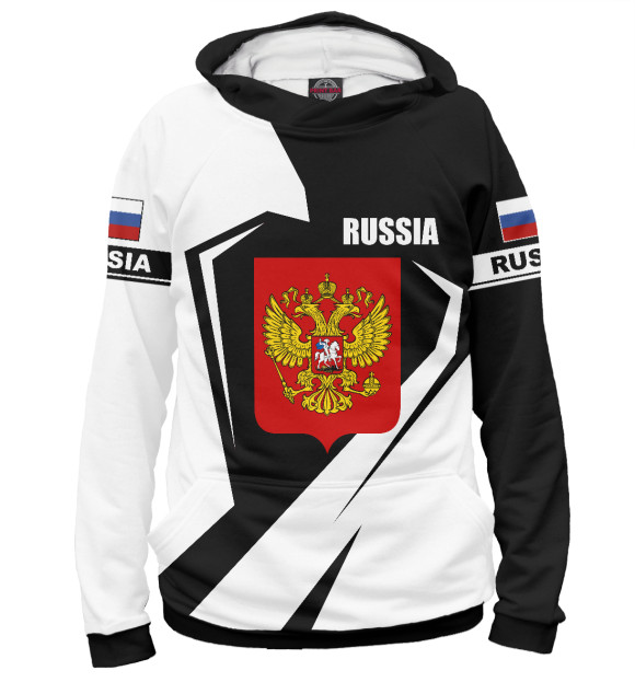 Худи для мальчика с изображением Russia герб цвета Белый