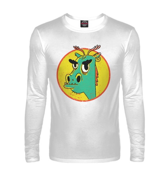 Мужской лонгслив с изображением Cool dragon цвета Белый