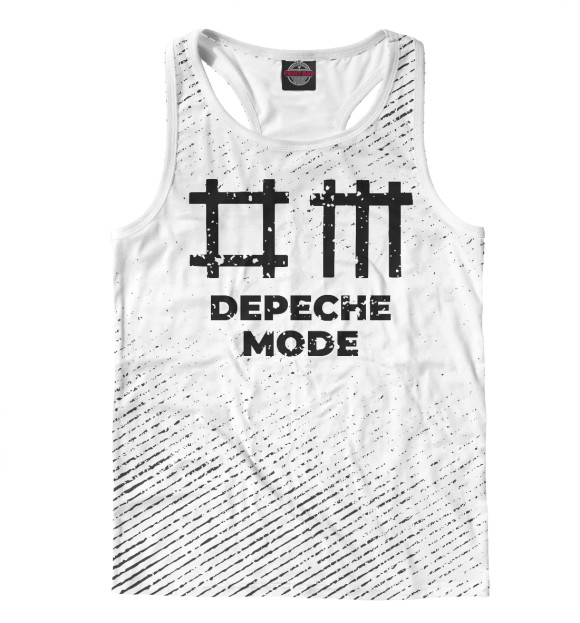 Мужская майка-борцовка с изображением Depeche Mode гранж светлый цвета Белый
