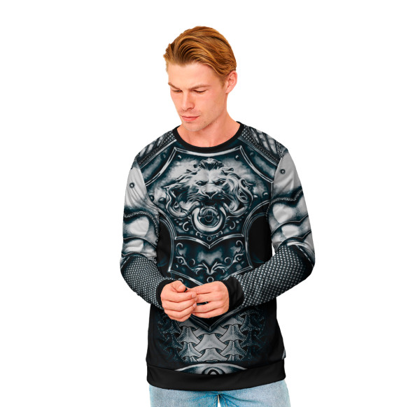 Мужской свитшот с изображением Доспехи цвета Белый