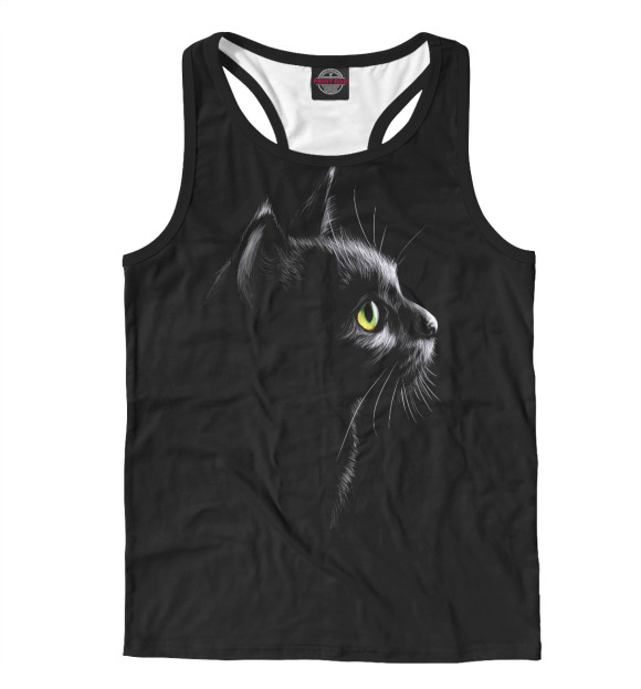 Мужская майка-борцовка с изображением Кошка цвета Белый