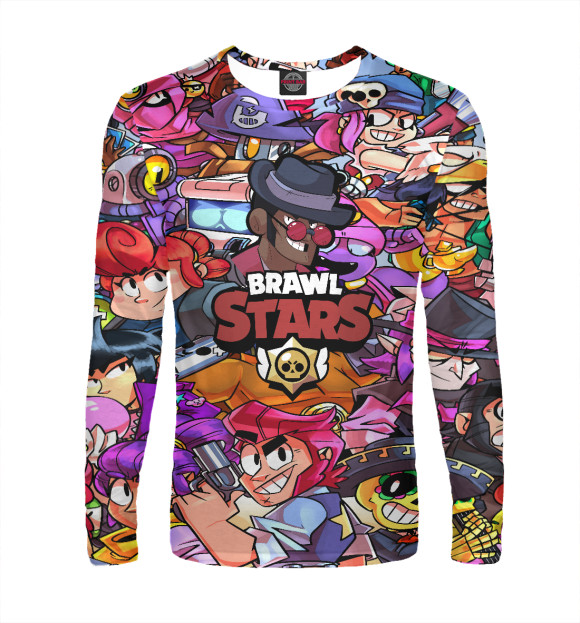 Мужской лонгслив с притом Brawl Stars BROCK цвета Белый Мужской лонгслив с изображением Brawl Stars BROCK цвета Белый