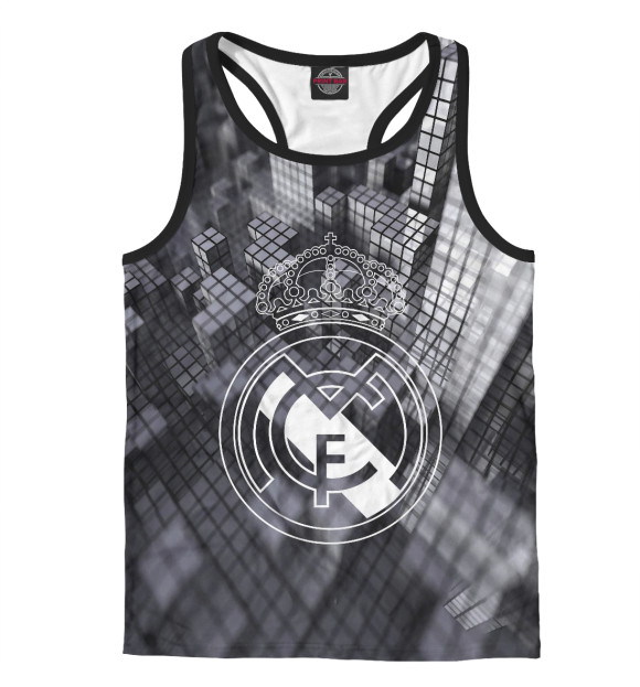 Мужская майка-борцовка с изображением Real Madrid / Реал Мадрид цвета Белый