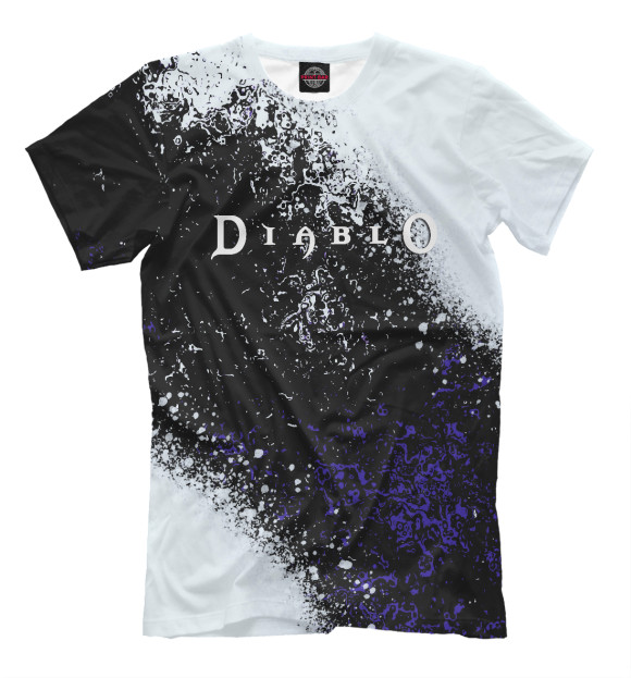 Мужская футболка с изображением Diablo + Холодные краски цвета Белый