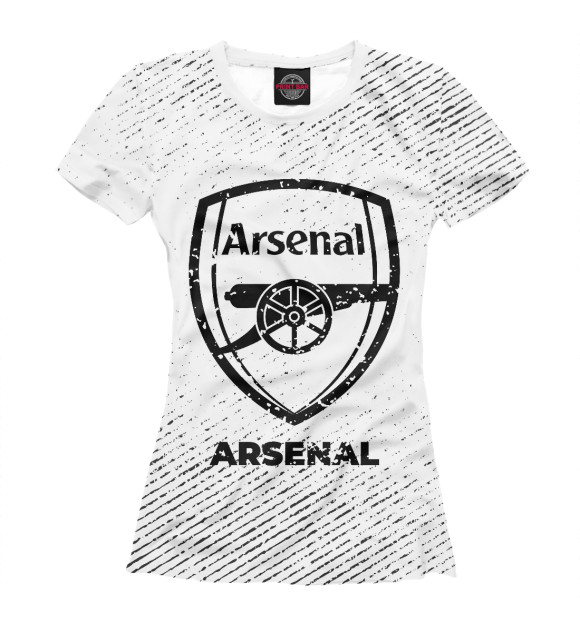 Футболка для девочек с изображением Arsenal гранж светлый цвета Белый