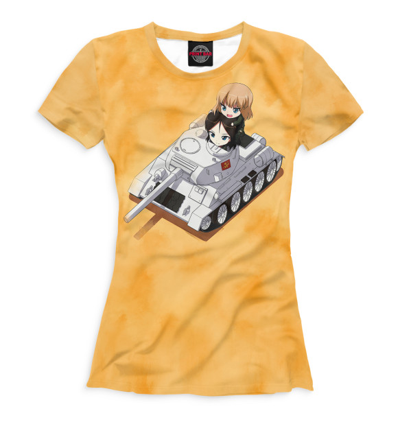 Женская футболка с изображением Girls und Panzer цвета Белый