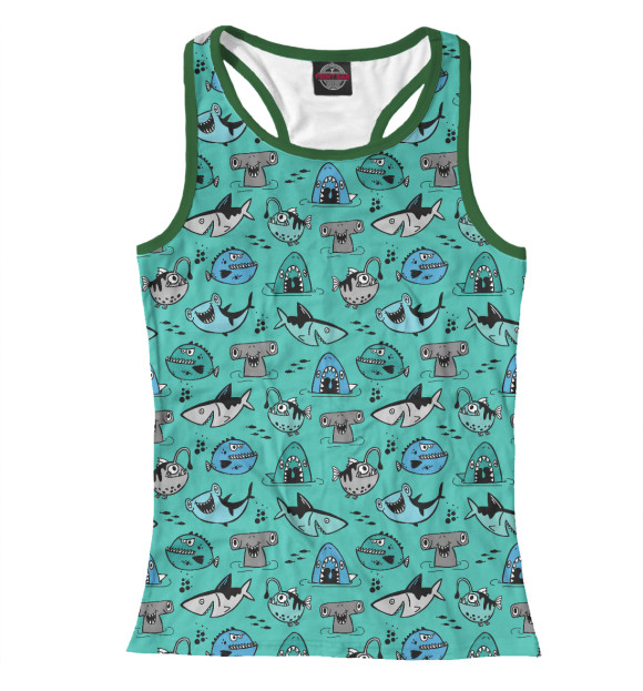 Женская майка-борцовка с изображением Морской мир цвета Белый