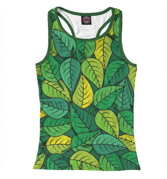 Женская майка-борцовка с изображением Листочки цвета Белый