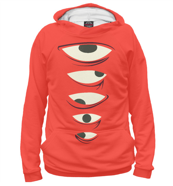 Женское худи с притом Глаза - я слежу за тобой цвета Белый Женское худи с изображением Глаза - я слежу за тобой цвета Белый