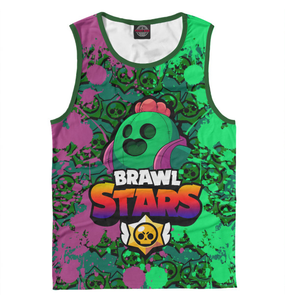 Майка для мальчика с притом Brawl Stars Spike цвета Белый Майка для мальчика с изображением Brawl Stars Spike цвета Белый