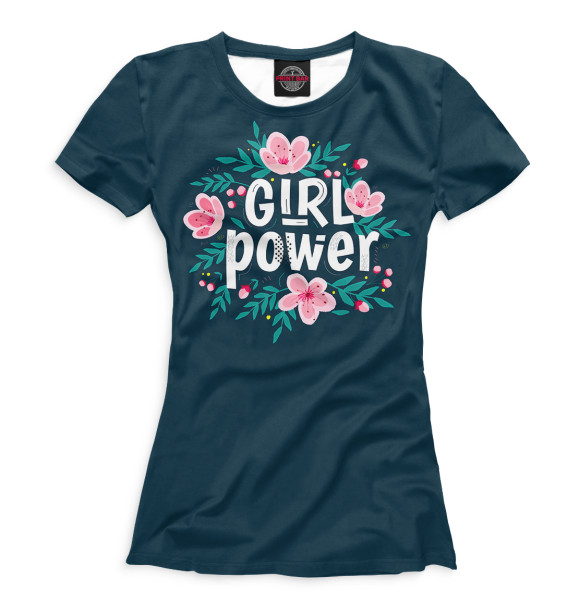 Женская футболка с изображением Girl power цвета Белый