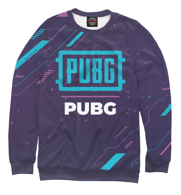 Женский свитшот с изображением PUBG Gaming Neon цвета Белый