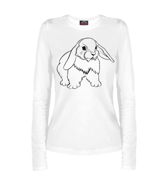 Женский лонгслив с изображением Толстый кролик цвета Белый