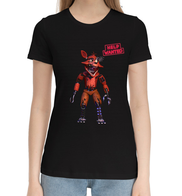 Женская хлопковая футболка с изображением Five Nights at Freddy’s цвета Черный