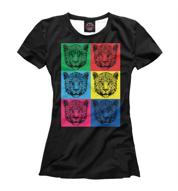 Женская футболка с изображением Леопарды цвета Белый