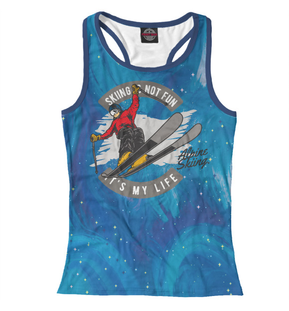 Женская майка-борцовка с изображением Лыжи - жизнь цвета Белый