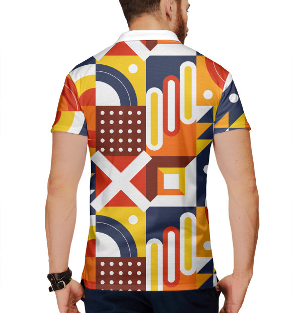 Мужское поло с изображением Pattern - blue and orange цвета Белый