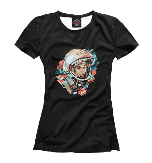 Женская футболка с изображением Советский космонавт цвета Белый