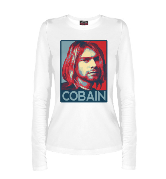 Женский лонгслив с изображением Kurt Cobain (Nirvana) цвета Белый