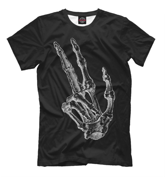 Мужская футболка с изображением Рука скелета - всё круто цвета Белый