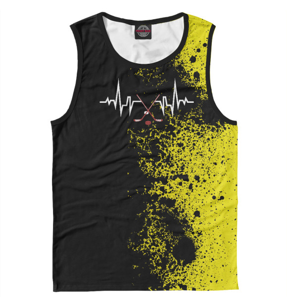 Мужская майка с изображением Hockey Player Heartbeat цвета Белый
