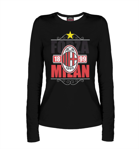 Женский лонгслив с изображением Forza Milan цвета Белый