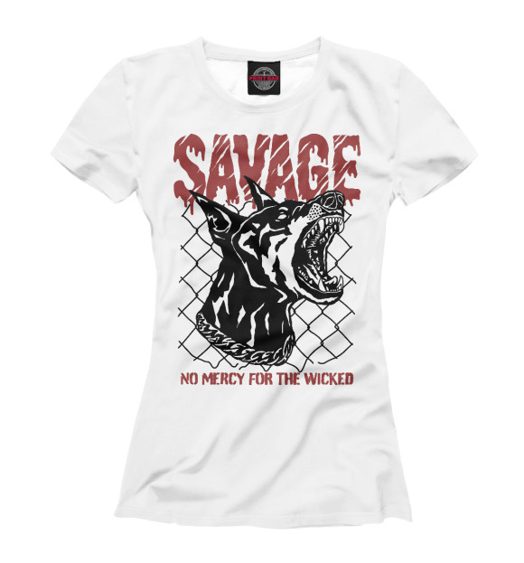 Футболка для девочек с изображением SAVAGE цвета Белый