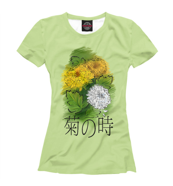 Женская футболка с изображением Осенние цветы цвета Белый