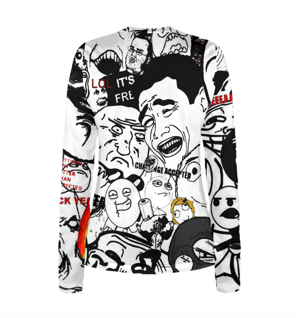 Женский лонгслив с притом Мемчики | Мемы цвета Белый Женский лонгслив с изображением Мемчики | Мемы цвета Белый