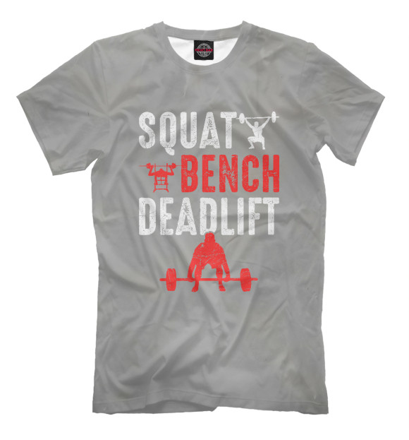 Футболка для мальчиков с изображением Squat Bench Deadlift цвета Белый