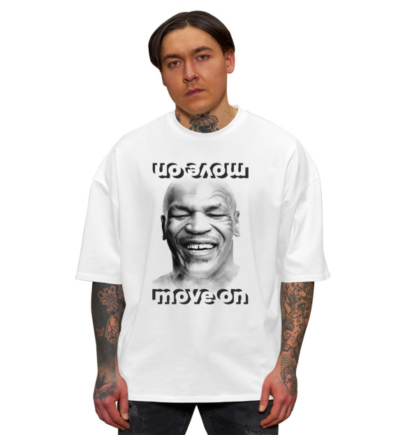 Мужская футболка оверсайз с изображением Mike Tyson цвета Белый