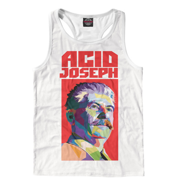 Мужская майка-борцовка с изображением Кислотный иосиф цвета Белый