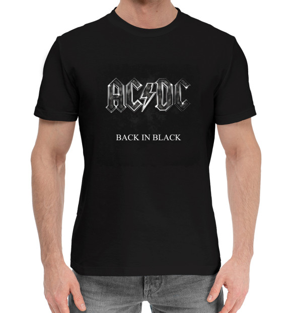 Мужская хлопковая футболка с изображением Back in black — AC/DC цвета Черный